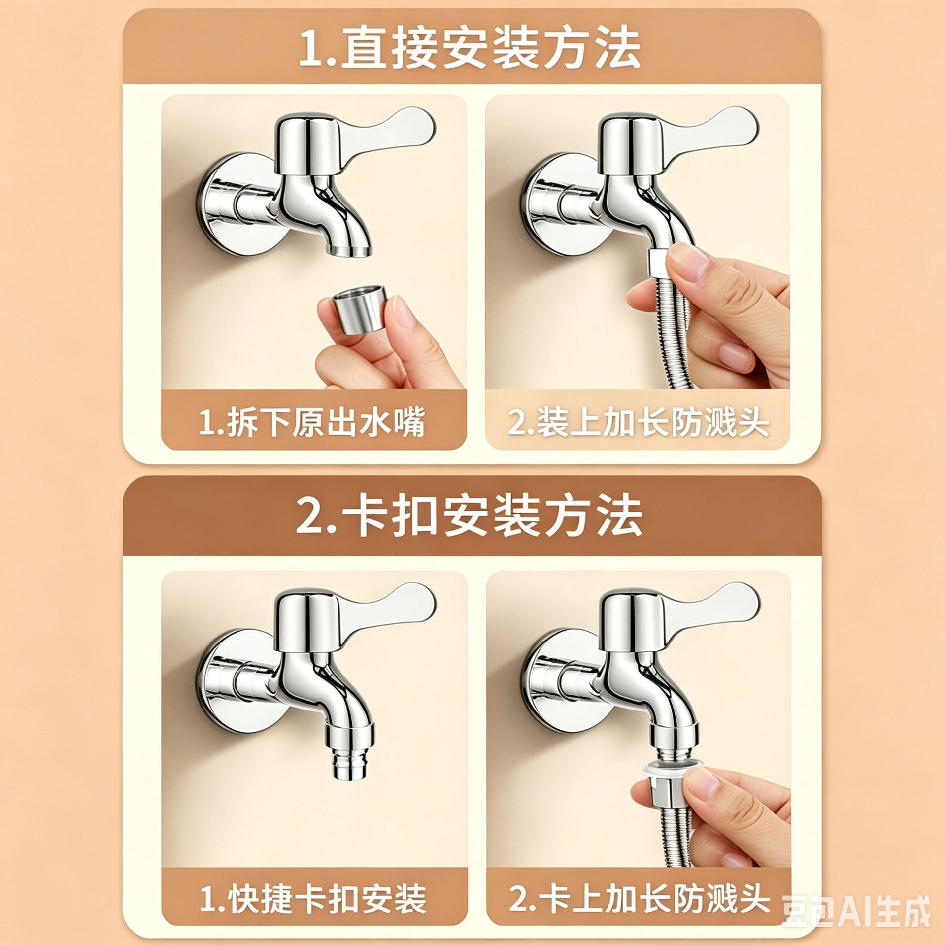 Balcony Faucet Extender Aerator Kitchen Stainless Steel Extension Tube Universal Rotating Hose Anti-Splash Device