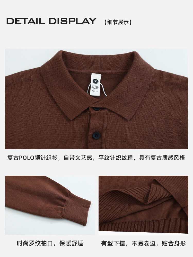 Camiseta de polo de lujo ligero de hombre de manga larga, camiseta a rayas delgada, suéter casual de negocios, camiseta de punto, camiseta superior