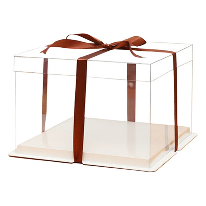 Caja de pastel de cumpleaños transparente 4/6/8/10/12/14 pulgadas de una sola capa de doble capa de tres capas mayor caja de hornear