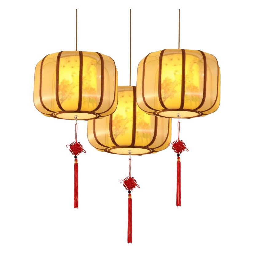 Nueva lámpara de araña de estilo chino lámpara de comedor lámpara de sala de estar clásica tela antiguo Hotel Casa de Té pintado a mano lámparas de estilo chino redondo