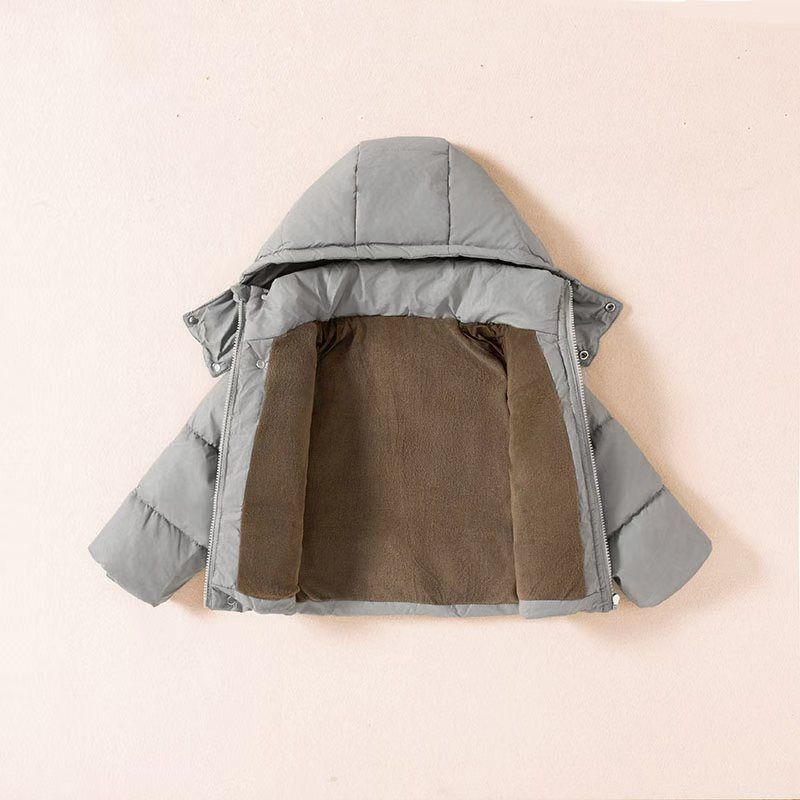 儿童三防免洗棉服男女童加绒加厚连帽皮外套中小童韩版羊羔绒童装