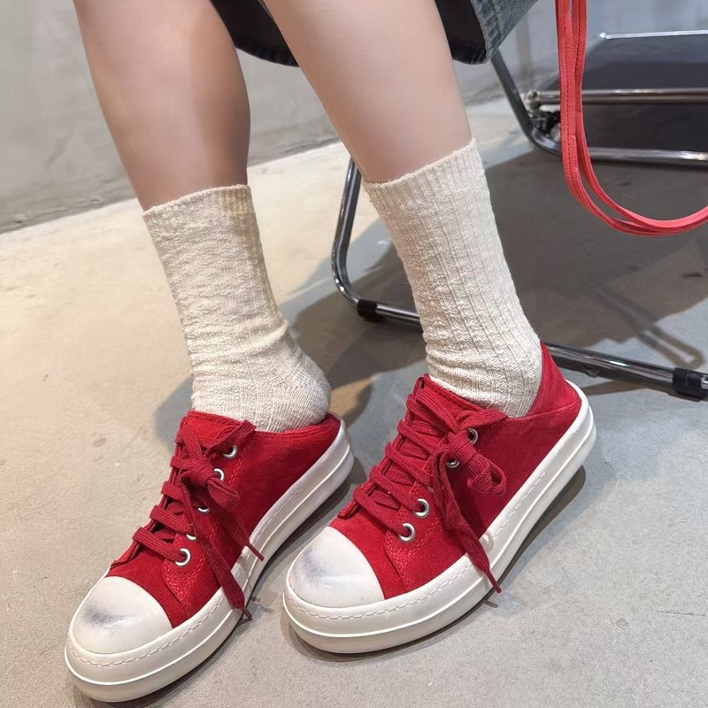 脏脏鞋女2025秋季新款百搭系带后踩帆布面时尚轻便软底休闲板鞋|undefined