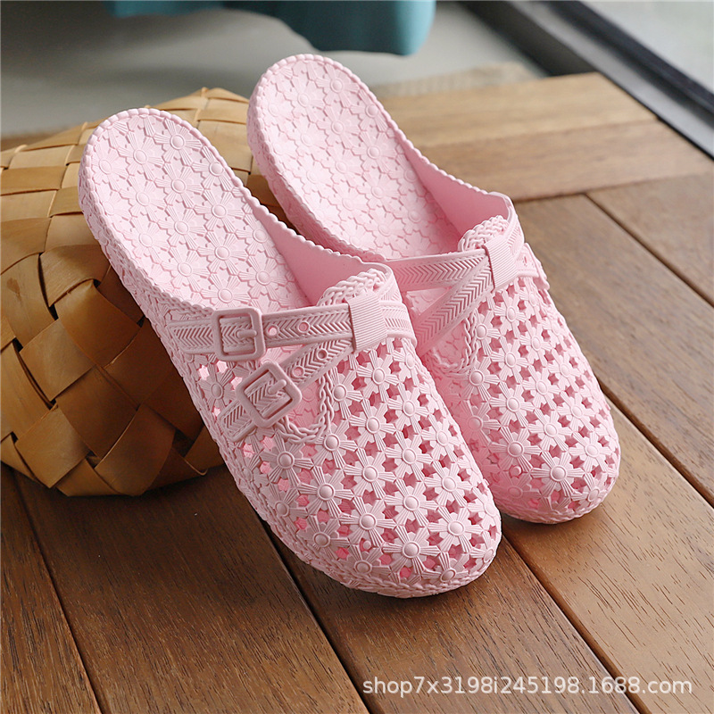 Zapatillas antideslizantes Baño de cueva de Baotou de fondo plano de verano para personas de mediana edad y ancianos