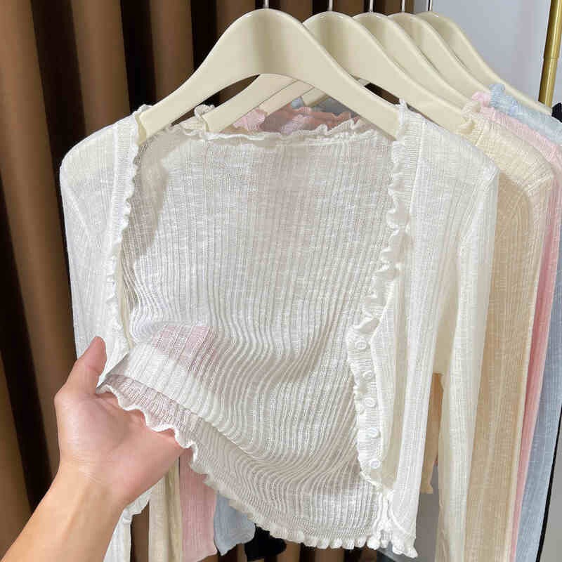 Thin Knitted Cardigan for Women 2026 New Style Paired with a Slip Dress and Worn as a Shawl or Small Jacket, Ice Silk Sun Protection Cover-Up