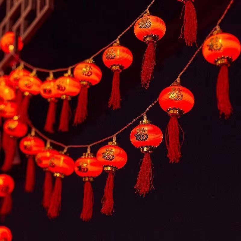 在庫あり新年 LED カラフルなストリングライト春祭りお祝い赤い提灯新年の雰囲気の装飾家の装飾ライト吊り下げ装飾|undefined