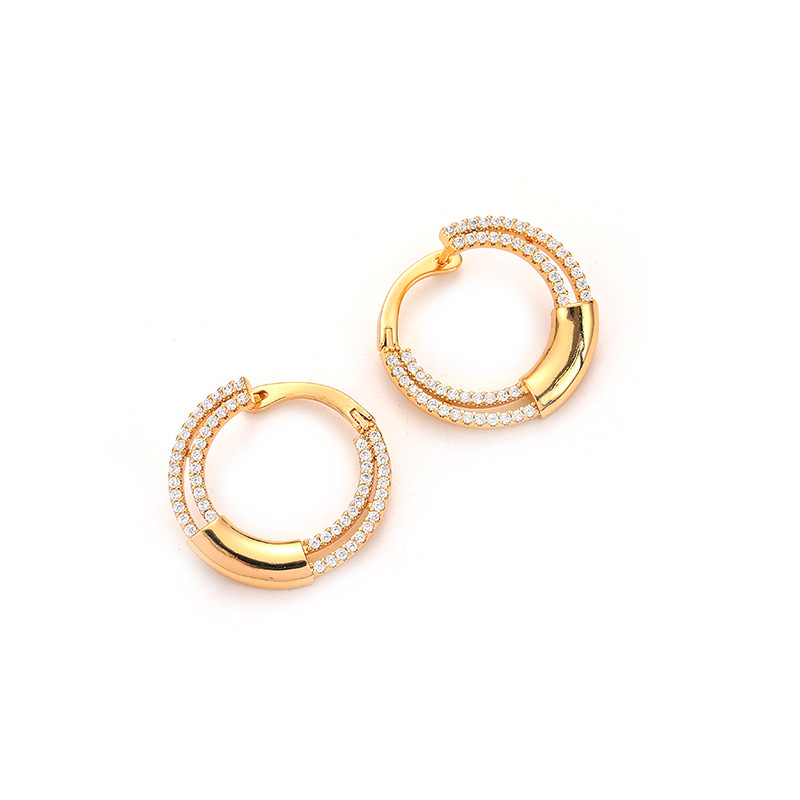 Fashion Personalized Circle Zircon 18k Gold Geometric Copper Earrings display picture 5