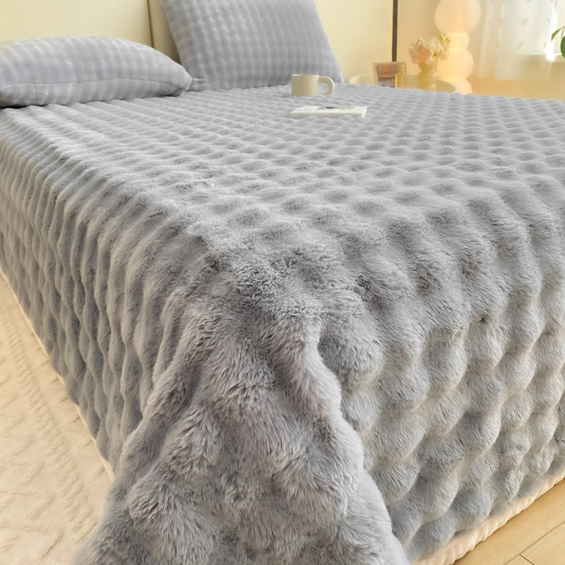 Sábanas de felpa de conejo engrosadas de invierno, franela individual, terciopelo de coral, manta de felpa de leche, edredón individual, dormitorio individual más vellón