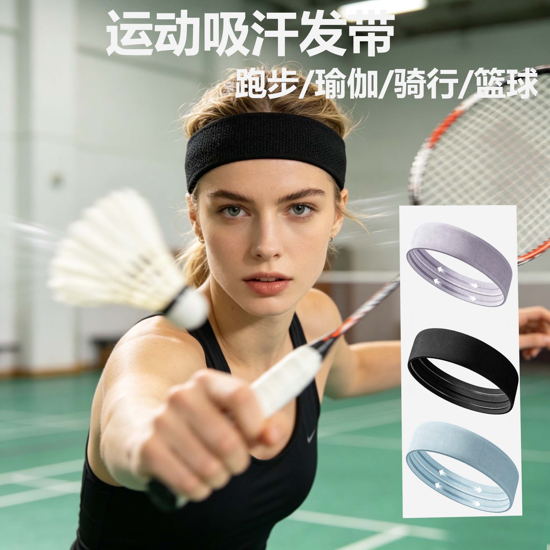 New summer sports headband for men and women, sweat-absorbing and breathable, suitable for running, basketball, badminton, yoga, anti-slip and anti-sweat