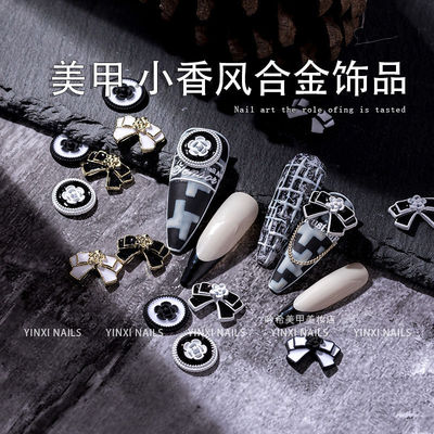 Small fragrant wind Nail enhancement Jewelry alloy series temperament bow circular Camellia three-dimensional tool ornament Manufactor