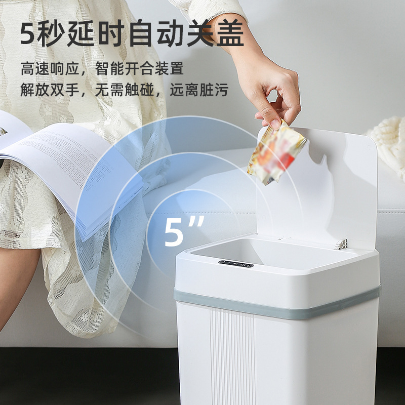 Basura inteligente creativa inducción doméstica cocina inodoro baño totalmente automático con cubierta barril de plástico