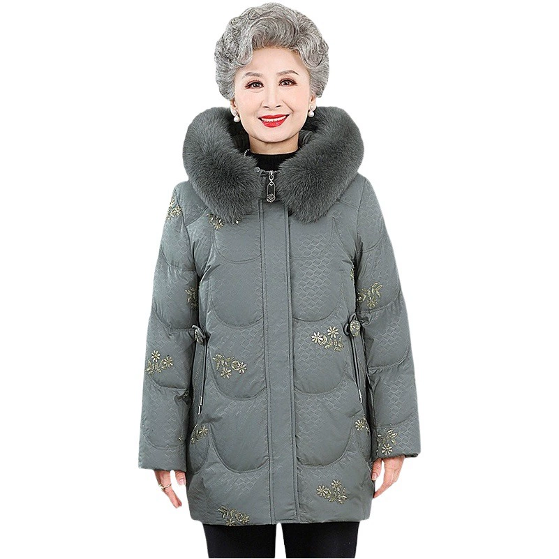 Yalu Mother пуховик, Длинная зимняя куртка для женщин среднего и пожилого возраста, толстое благородное зимнее пальто больших размеров в иностранном стиле
