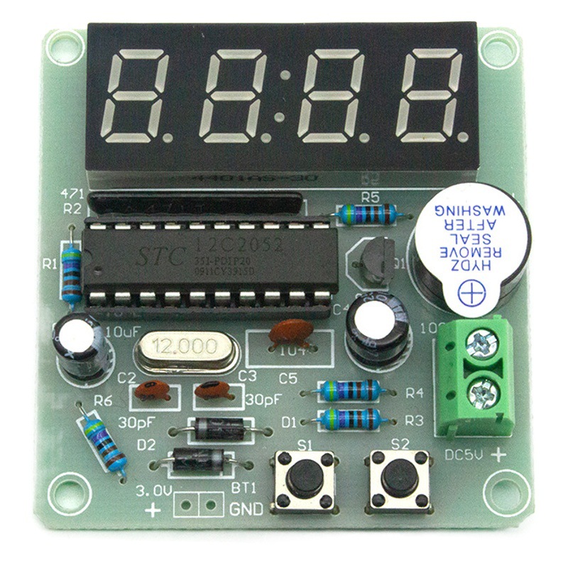 Reloj electrónico digital de 4 dígitos Reloj digital de un solo chip Kit de reloj digital de cuatro dígitos Kit de producción electrónica Piezas