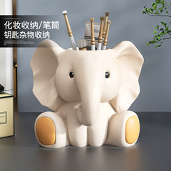 Cute elephant pen holder ornaments makeup brush lipstick birthday gift stationery storage box office desktop student