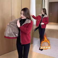 灯芯绒外套女冬季加绒保暖加厚百搭时尚减龄宽松显瘦遮肚子妈妈装