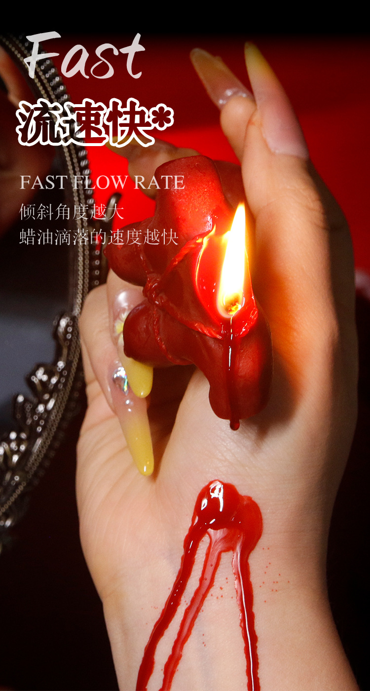 Jiuai Cat Claw Rose Low-Temperature Massage Candle, Soy Wax, 42°C, Red — detail image 18