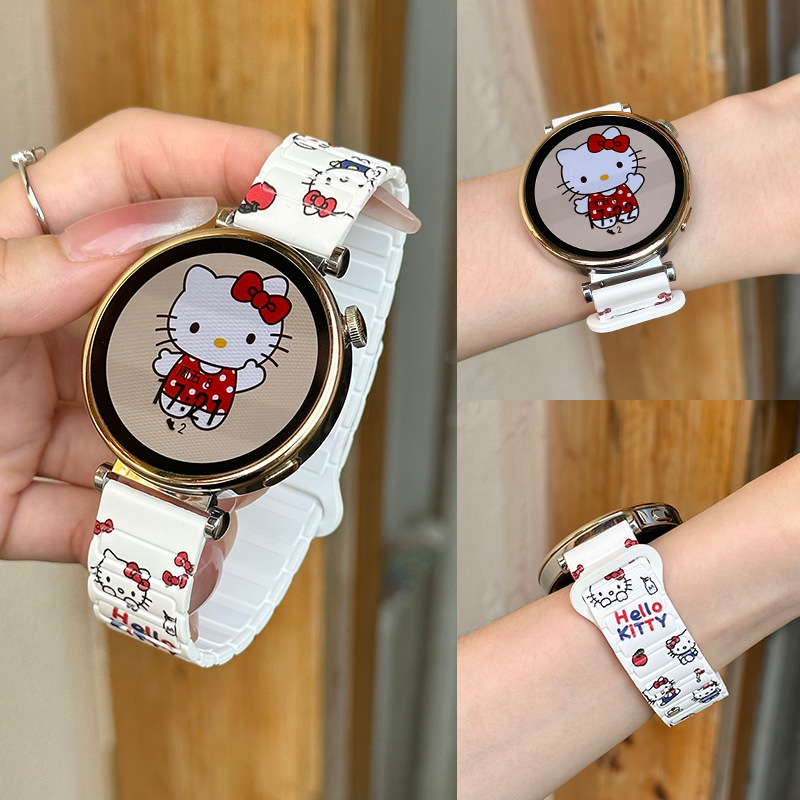 Suitable for Huawei Gt56 Watch Strap Gt4 Watch Kt Cat Printed Silicone Magnetic Wristband Watch3Fit4Pro Sports