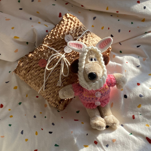 Same style as Xiaohongshu. Cute bunny ears puppy keychain. Pilot repair hook can be changed into couple bag pendant gift.