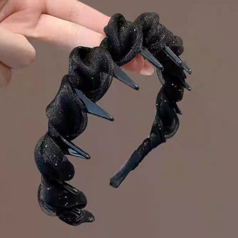 # 102 black organza perm wavy hairband