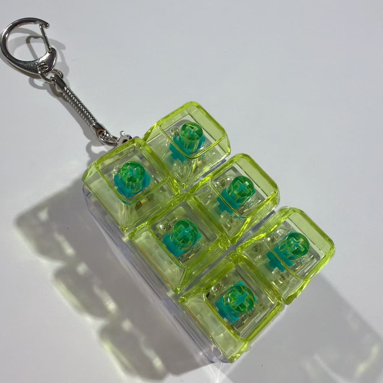 Double row six-button - transparent shell - yellow transparent cap
