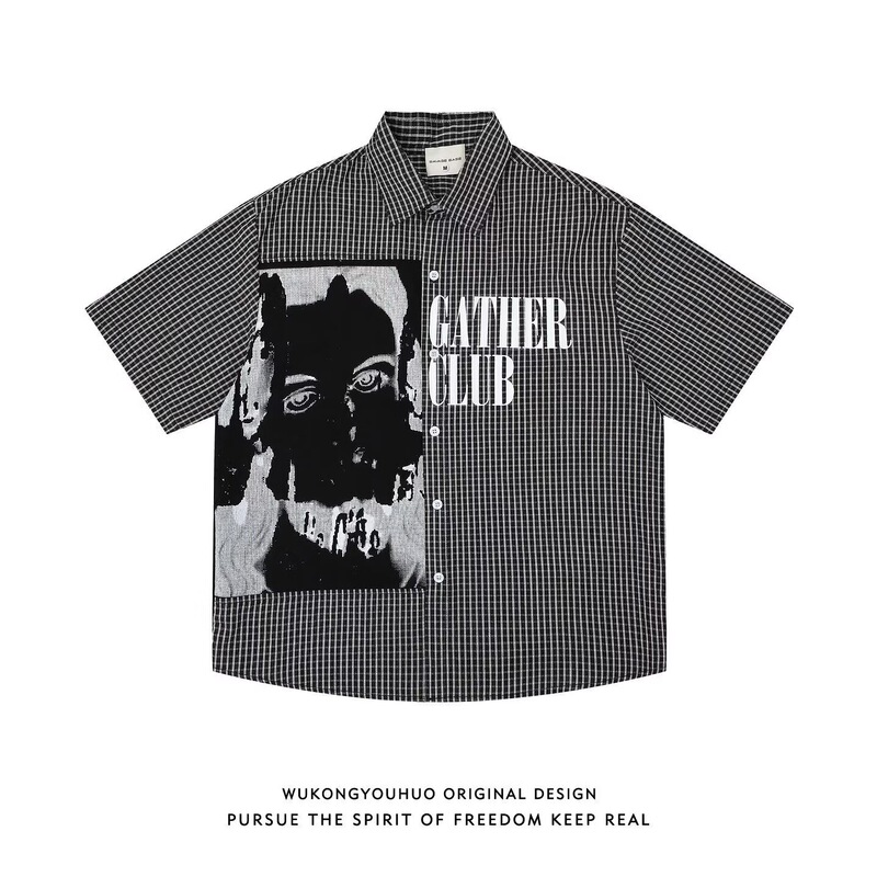 American Punk Rock Retro Fashion Brand Vintage American Hawaiian Cuban Collar Black Short-Sleeved Floral T-Shirt Shirt for Men American Punk Rock Retro Fashion Brand Vintage American Hawaiian Cuban Collar Black Short-Sleeved Floral T-Shirt Shirt for Men