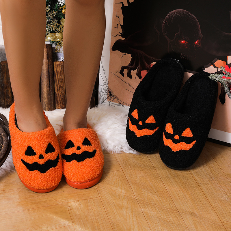 Piccolo ordine di scorta Halloween zucca autunno e inverno uomini e donne coppia pantofole di cotone casa interno_voghion.com
