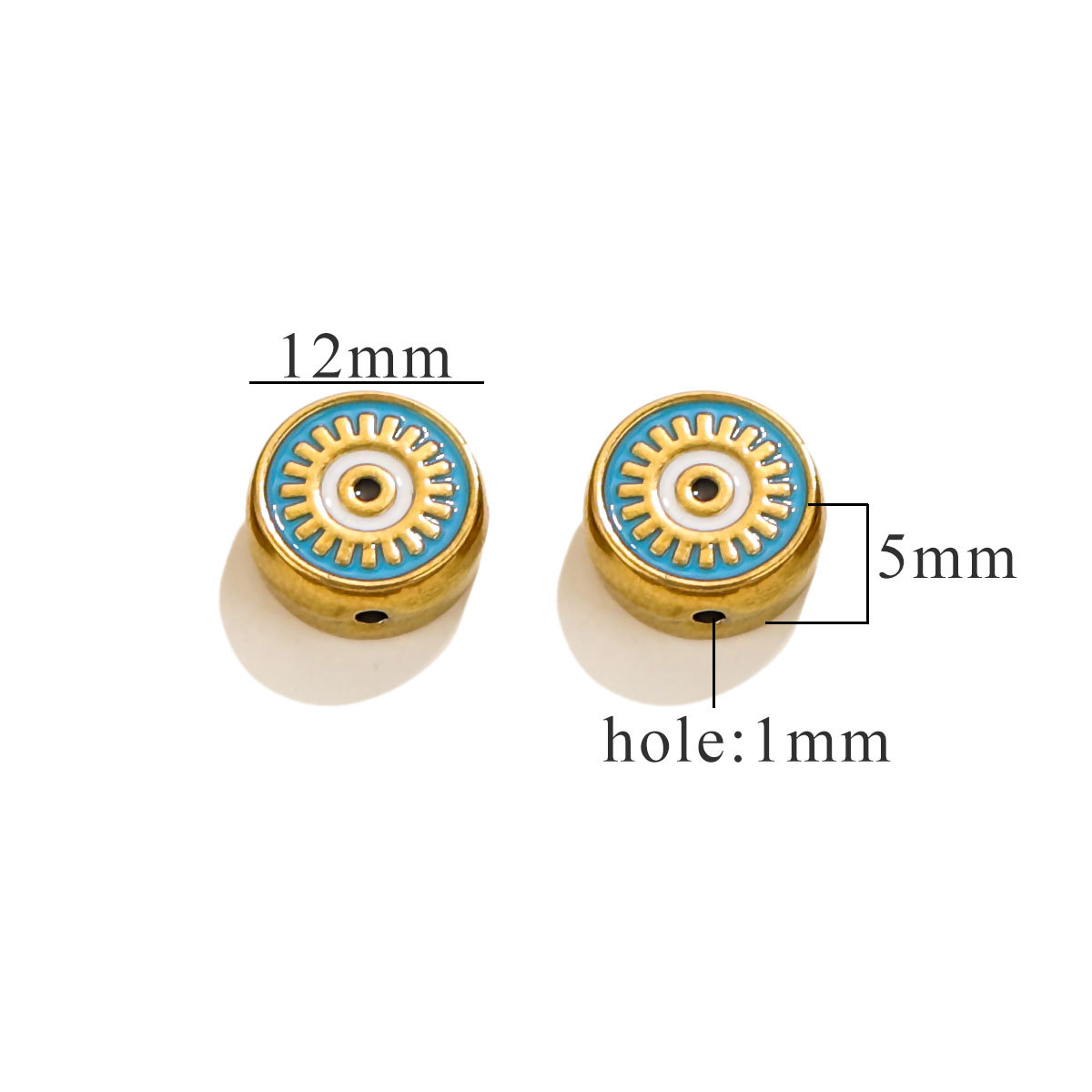 Cuentas cuadradas de acero inoxidable europeas y americanas, cuentas de ojos de doble cara con goteo de esmalte, cuentas divisorias, cuentas sueltas, accesorios de joyería de bricolaje al por mayor