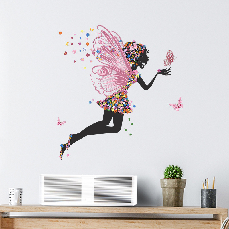 New Butterfly Flower Elf Girl Dancing Bedroom Wall Decoration Sticker Wholesale Nihaojewelry display picture 7