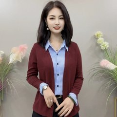 一件代发直播爆款2025秋季新款时尚拼色洋气百搭减龄假两件打底衫