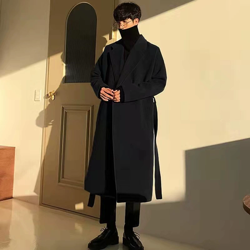 Trend woolen coat, trench coat, mid-length, increased thickness