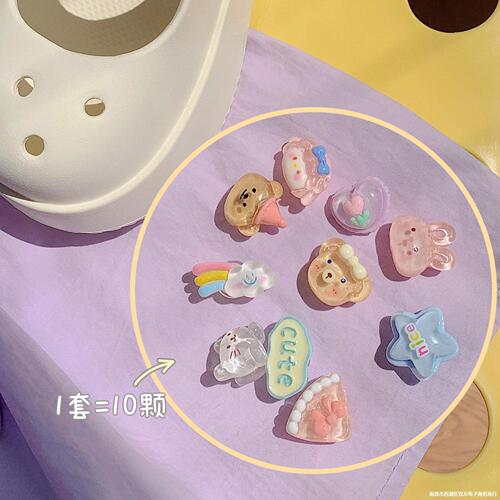 Cartoon Cute 3D Cartoon Bear and Rabbit Hole Shoes Accessory Girl Shoes Decorative Flowers Shoe Clips