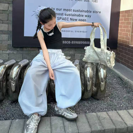 Orange Tiger Girl Big Boy Summer Dress suit 2025 New Korean Style Fashionable Girl Spring and Autumn Bottoming Casual Pants Two