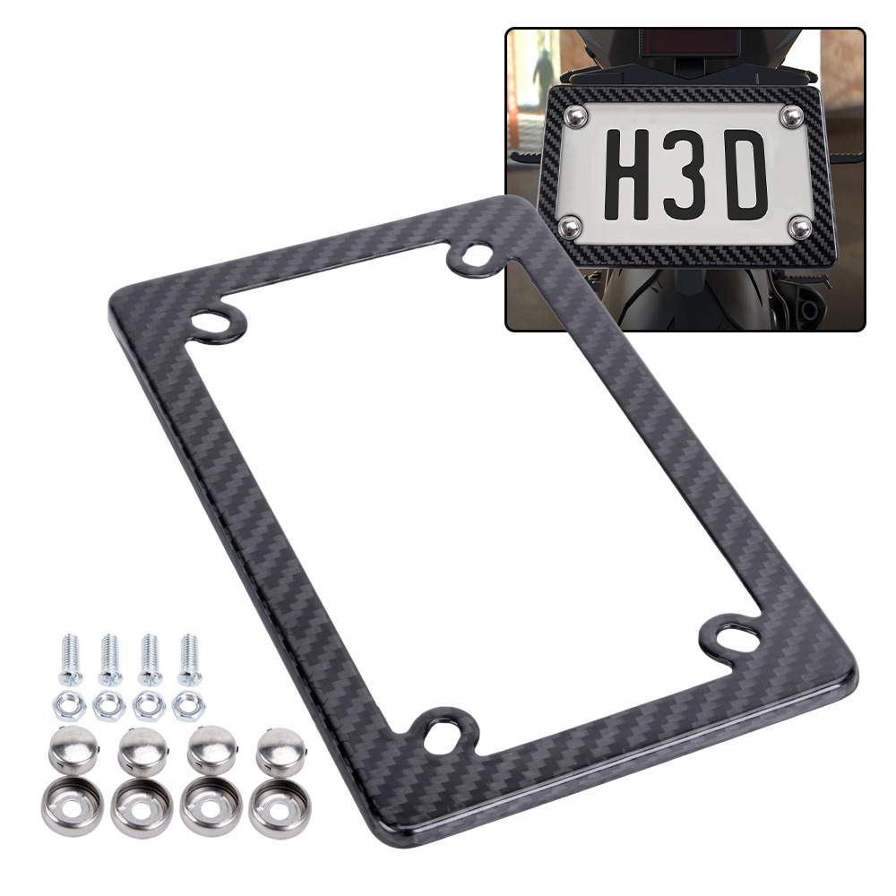 Motorcycle License Plate Frame Carbon Fiber License Plate Frame Dry Carbon Electric Vehicle Us Standard License Plate Holder Real Carbon Modification Accessories