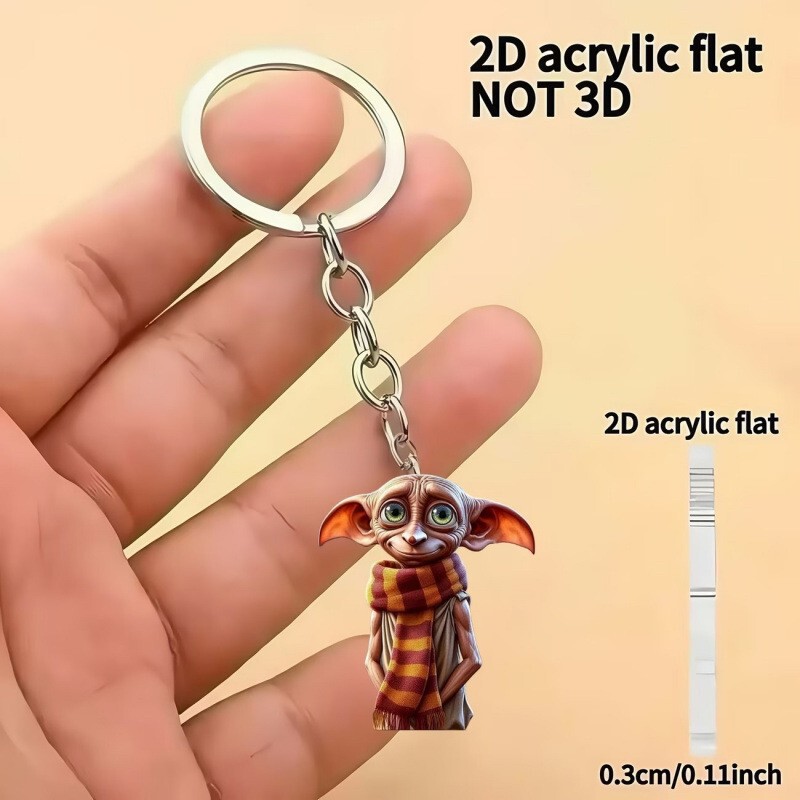 Cross-Border 2D Flat Harry Potter Dobby House-Elf Wearing a Scarf Flat Acrylic Car Keychain