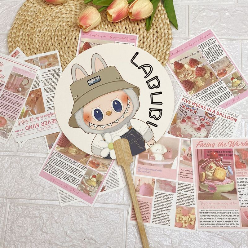 2025 新かわいいラブブ DIY クロスボーダー配送 LABUBU かわいい人形扇子新中国風|undefined
