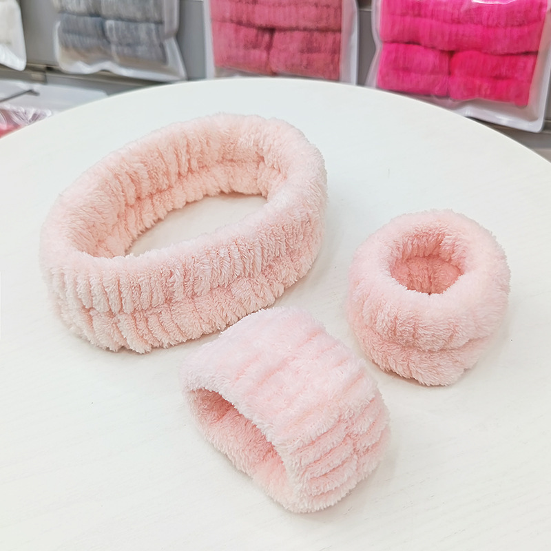 洗脸发带三件套洗漱防水防湿袖敷面膜束发带简约头带女用发捆发箍|undefined
