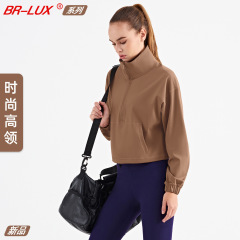 Carefully selected sports jackets for women with half-zip stand collar pullovers, fashionable casual pocket fitness long-sleeved tops, yoga wear for women