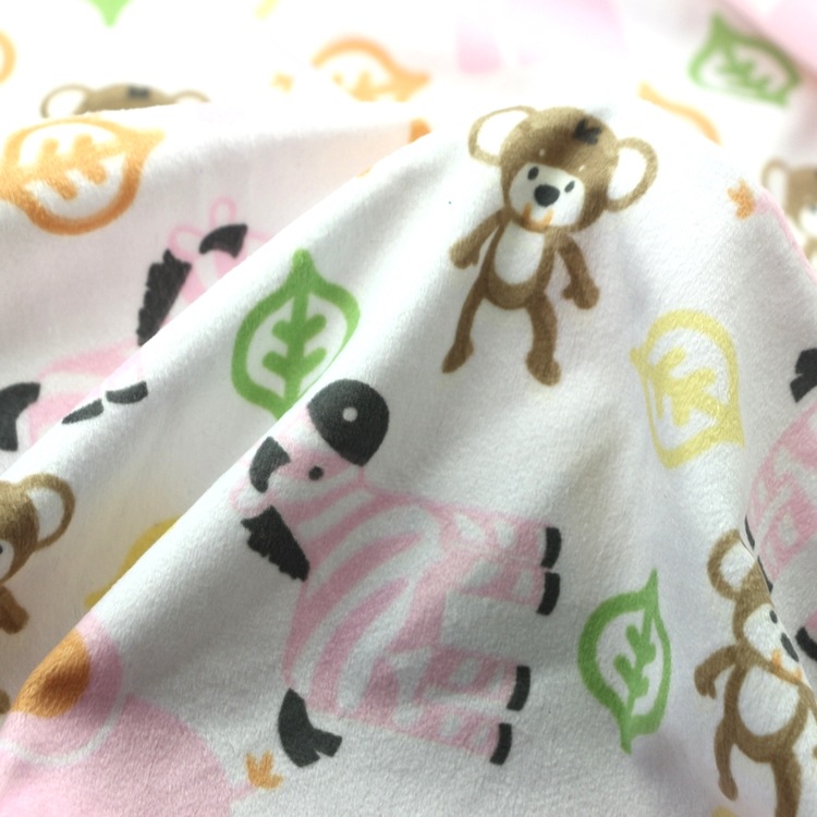 印花仿超柔短毛绒童装面料针织经编卡通分散印花仿超柔短毛绒布料