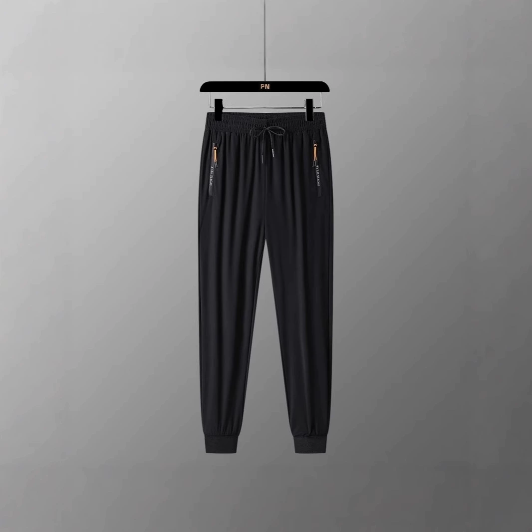 Silk black trousers for leisure, plus size