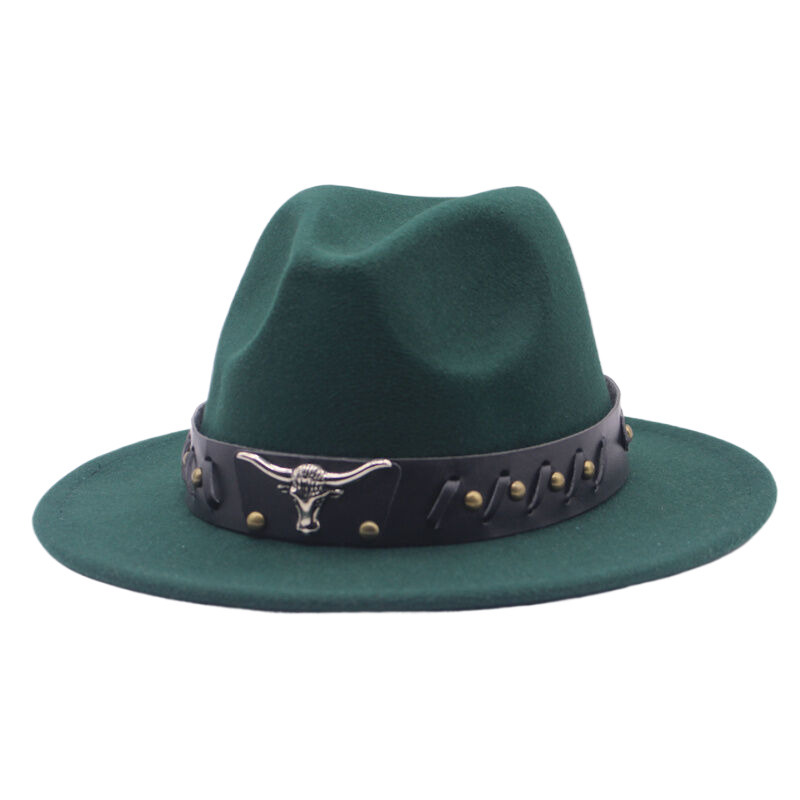 Cappello da cowboy spagnolo unisex Cappello a cilindro jazz erboso con tesa piatta e tesa larga per uomo e donna_voghion.com