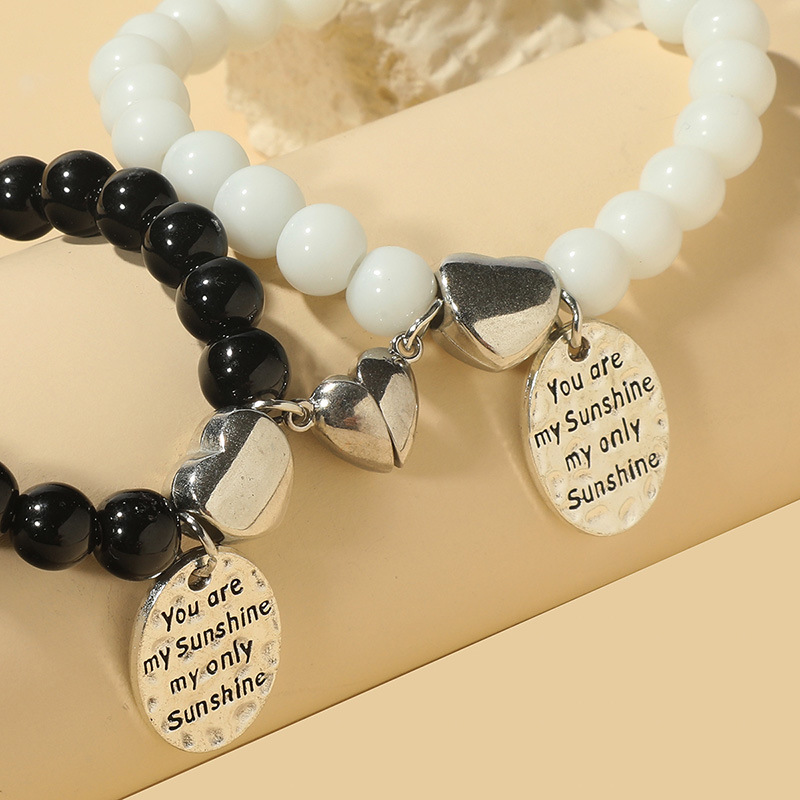 Simple Style Letter natural stone Bracelets Beaded 2 Pieces