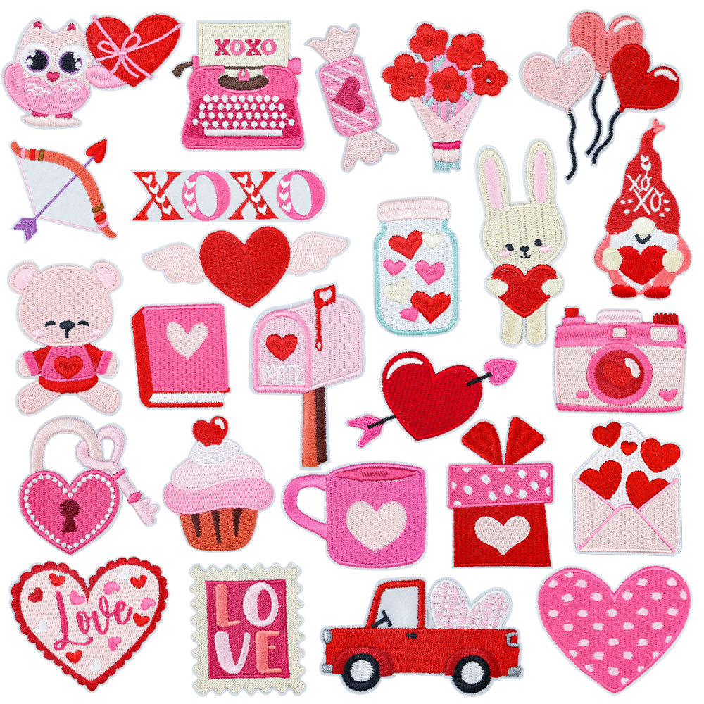 Valentine's Day love bouquet balloon cloth sticker embroidery sticker jacket Patches sticker love embroidery cloth sticker patch