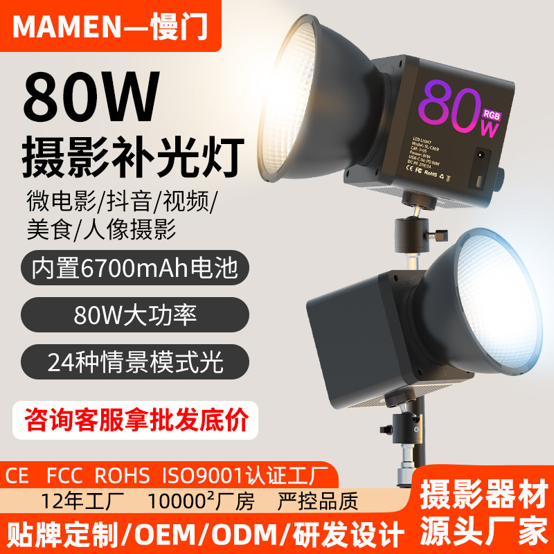 80W Handheld Outdoor Shooting Light Cob High-Power Fill Light Professional Rgb Photography Video Stage Lighting Live Broadcast Light
