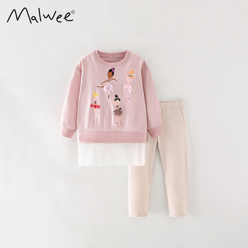 En stock malwee traje para niños otoño nuevo cuello redondo manga larga pantalones de manga larga de estilo occidental para niños europeos y americanos ropa para niños