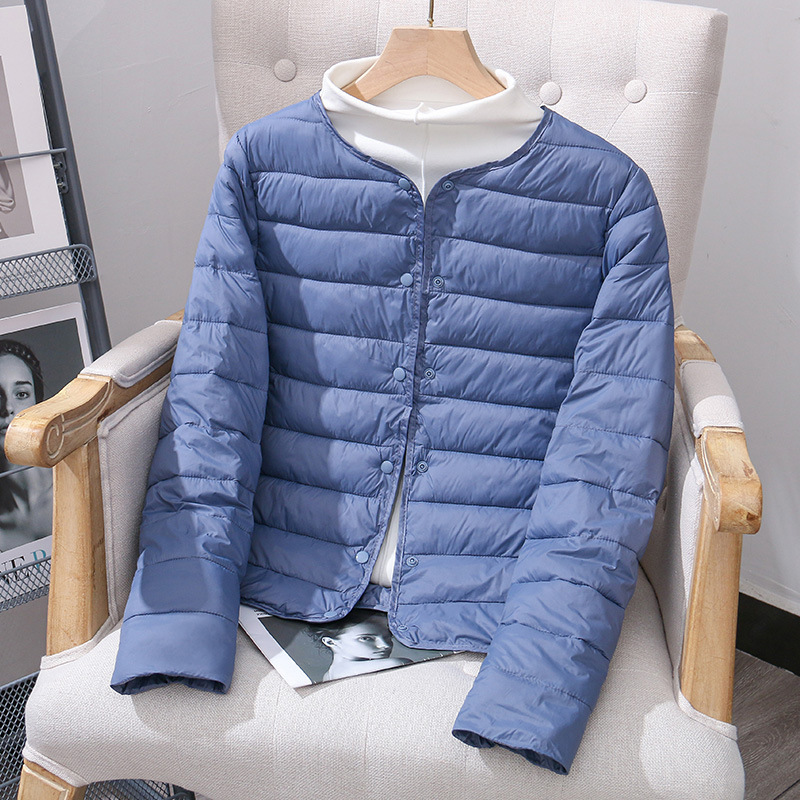 新款轻薄羽绒棉服女短款秋冬季内胆棉衣圆领V领两穿棉袄外套|undefined