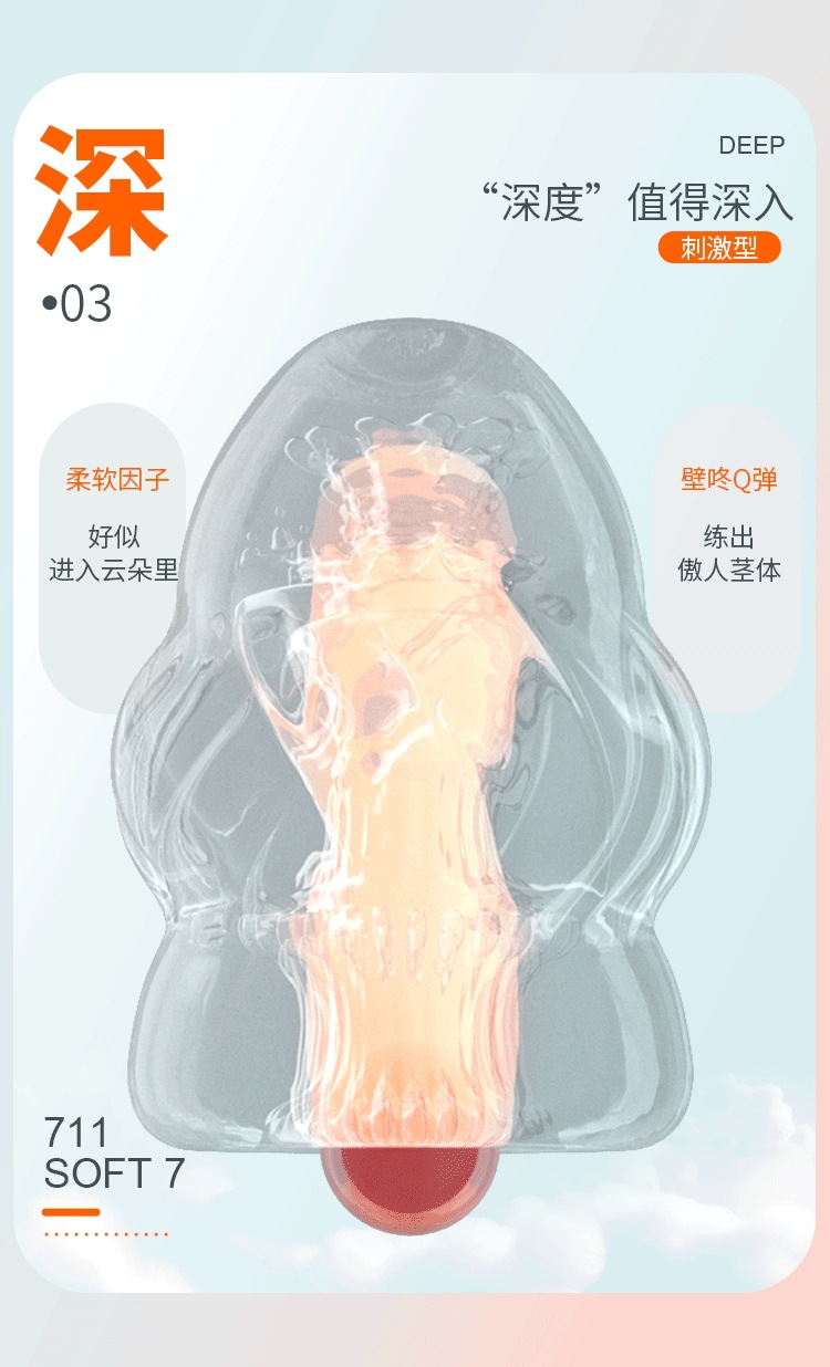 Jiuai Portable Pocket Masturbation Egg Manual Masturbator in TPE Soft Gel — detail image 20