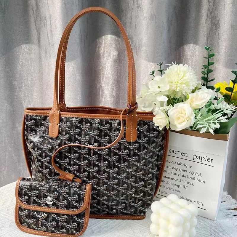 Goyard Goya Dog Tooth Underarm Bag Handheld Double-Sided Tote Bag Shopping Bag Versatile Shoulder Basket Bag