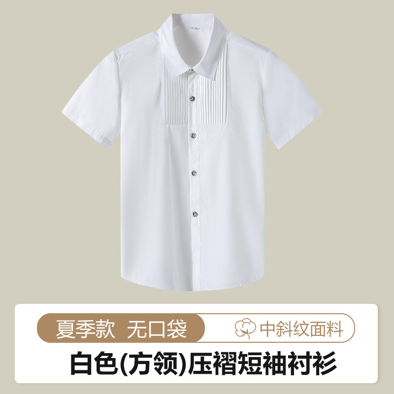 Camisas para niños de manga corta, camisas blancas de verano para niños y niñas