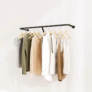 Clothing Store Simple Display Rack Wall Hanging Clothes Rod Children's Clothing Wall Hanging Black Display Rack Simple Men's and Women's Clothing Store Shelves