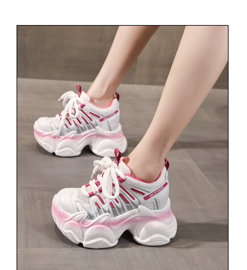 Giày sneaker nữ đế dày chunky tăng chiều cao lưới thoáng khí — màu trắng chi tiết 11
