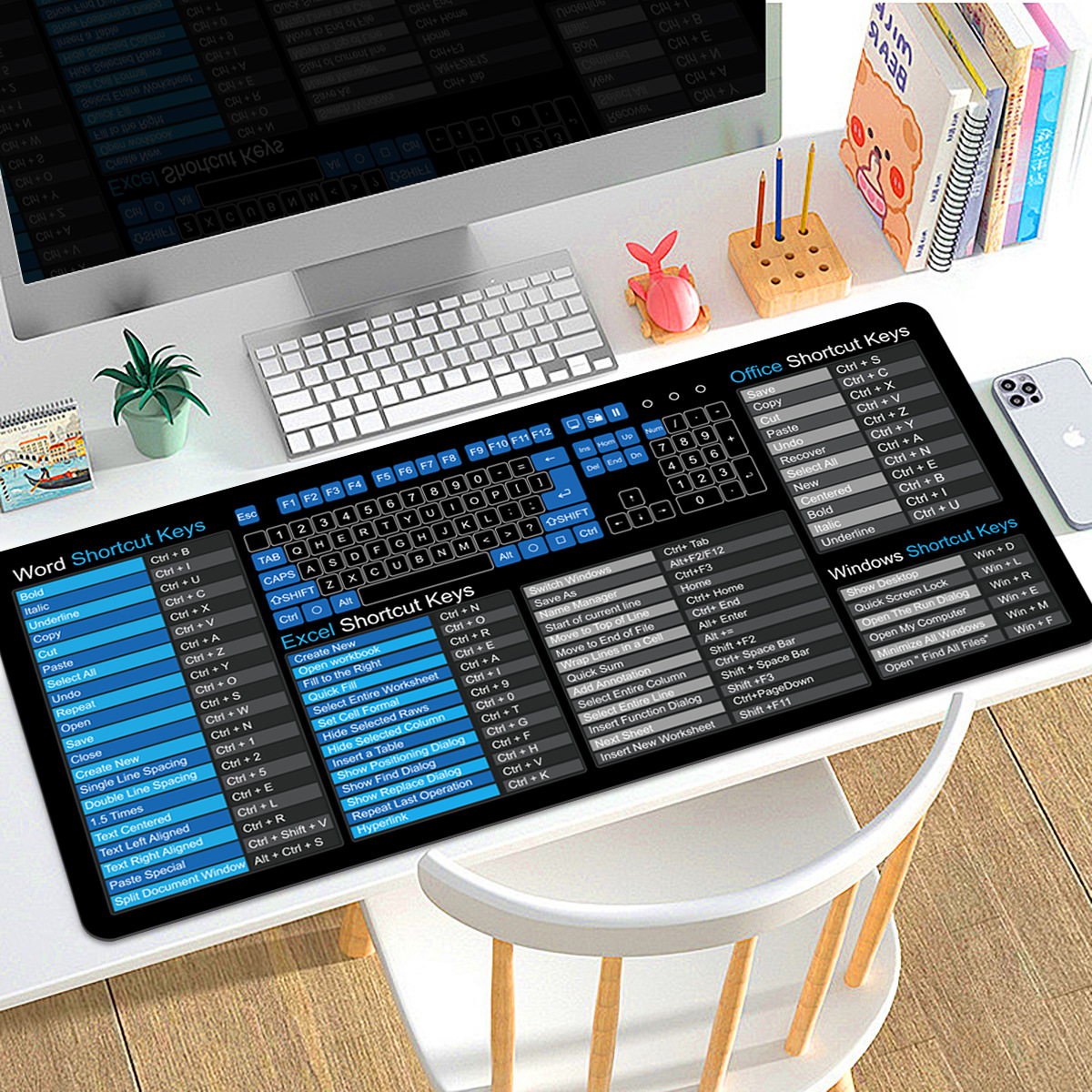 Word/Excel/Office Shortcut Keys Desk Mat-ts1083